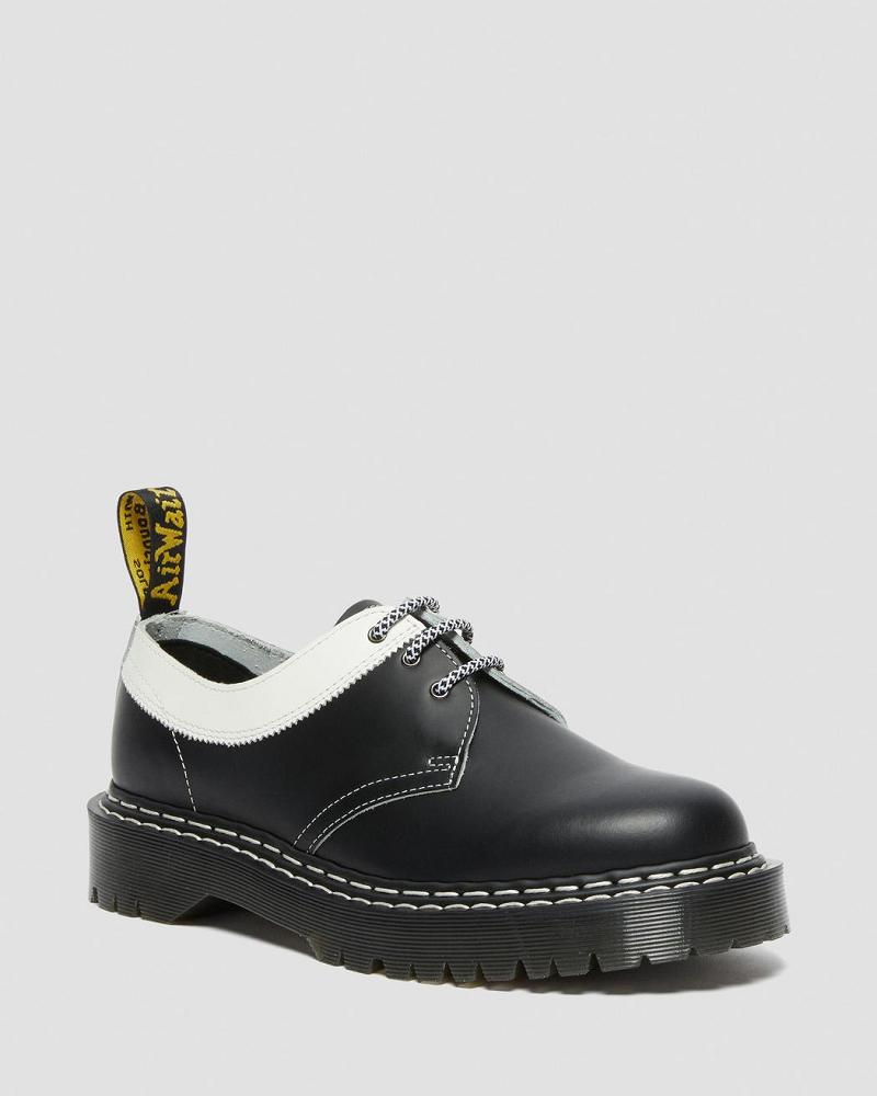Dr Martens 1461 Bex Smooth Contrast Lær Oxford Sko Herre Svarte Hvite | Norge 22JPQ